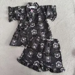 【新品】　クロミ　甚平 ブラックストライプ 110cm