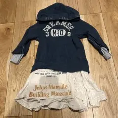 DENIM DUNGAREE パーカーワンピース