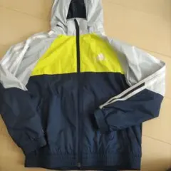 adidas フード付きジャケット 140cm ネイビー/イエロー