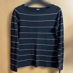 最終価格　TALBOTS ブラック/ホワイトボーダー　長袖ニットセーター