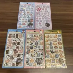 ボンボンドロップシール 新作和柄 猫 日本犬 柴犬 ほっこり 5点セット