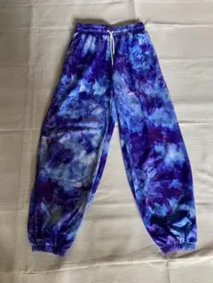 青紫タイダイ柄トレーニングパンツ