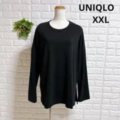 a1330 希少ユニクロ XXL 長袖 Tシャツ カットソー ブラック 黒
