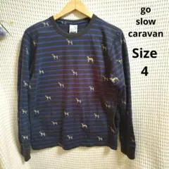 【オシャレ☆go slow caravan】青　黒　ボーダー　犬　Tシャツ 4のサムネイル