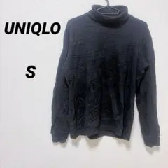 UNIQLOユニクロ【S】 黒 タートルネック 長袖 トップス