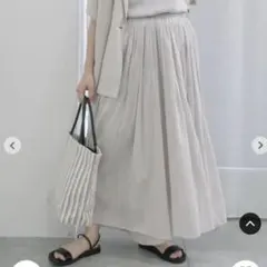 Samansa Mos2 blue ボイルギャザースカーチョ グレー