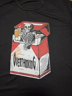 オーバーシンキング スケルトンTシャツ　煙草　パロディ　グラフィック