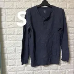 Fruit of the Loom ネイビー　長袖　シャツ　リブ素材　メンズ　S