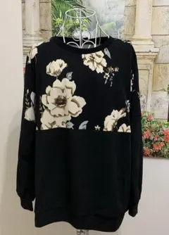 花柄カジュアル長袖トレーナー