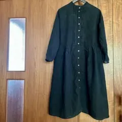 nest robeリネンロングワンピースブラック