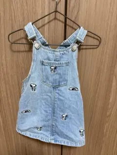 PEANUTS スヌーピー刺繍デニムオーバーオール 18-24ヶ月
