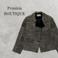 入学式にも！ノーカラージャケット パターン入り ブラック・ゴールド系