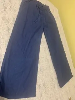 試着のみ　ネイビー ワイドパンツ カジュアルパンツ　ゴム
