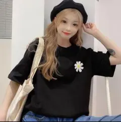 デイジー 花柄 バックプリント オーバーサイズ Tシャツ ゆったり 韓国