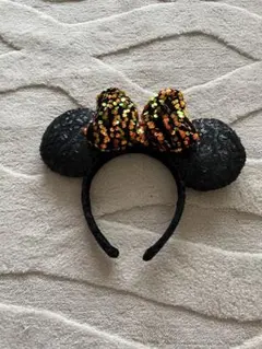 ミッキー耳カチューシャ 黒とオレンジ