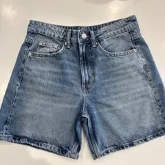 ZARA デニムブルー ダメージショートパンツ
