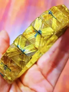 ⭐︎【天然】ゴールドタイチンルチル クォーツ ブレスレット バングル 43g