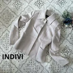 INDIVI レディースジャケット　あったか　アンゴラ混　羊毛混　淡いピンク