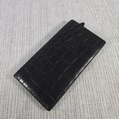 美品　IL BISONTE　クロコ　型押し　レザー　長財布　 黒