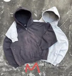 Belvet distressed pigment zip hoodieのサムネイル