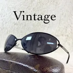 60s~70s　ビンテージサングラス　ミラーブラックレンズ　ブラックフレームのサムネイル