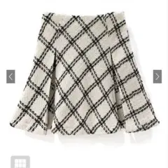 ダイヤチェック柄ツイードフレアミニスカート[mei37]