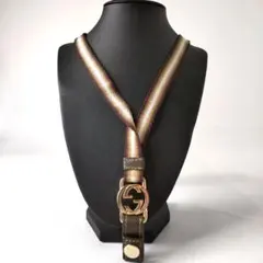 美品 GUCCI グッチ ネックストラップ インターロッキングG シェリーライン