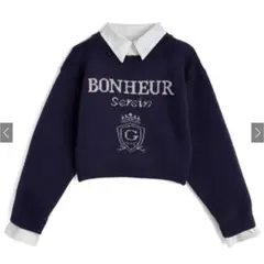 GRL 2way襟付きロゴジャガードニットトップス