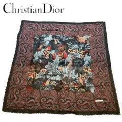 未使用ケース付】Christian Dior シルクスカーフ フラワー柄 黒 - メルカリ