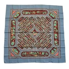 エルメス スカーフ 大判 カレ90 アクセサリー シルク ライトブルーマルチカラ