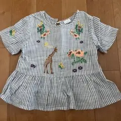 next ストライプ柄刺繍トップス