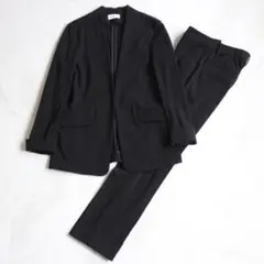 PLST セットアップスーツ M マルチストレッチ ノーカラー パンツ ブラック