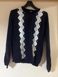 カーディガン　アーガイル　ネイビー　紺色