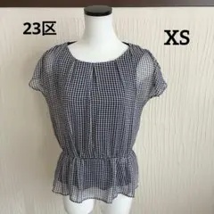 23区 ブラウス 半袖カットソー　ブラウス　ネイビー 32サイズ　XS相当のサムネイル