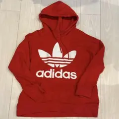 adidas トレフォイルロゴ パーカー レッド