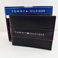 TOMMY HILFIGER 二つ折り財布 ブラック レザー トリコロールのサムネイル