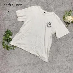 キャンディストリッパー　Tシャツ 半袖　カットソー　バックプリント　刺繍　M 白のサムネイル