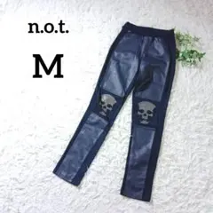 新品✨️ n.o.t.　レザースキニーパンツ　M　ブルー系　ウエストゴム　775