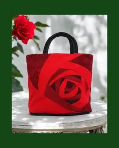 ♦♠♥♣新品未使用！久留米絣 儀右ヱ門 トートバッグ ローズガーデン　レッド