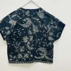 ドット柄　総柄　フルボタン　半袖　花柄　ボタニカル