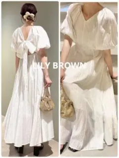 希少✦LILYBROWNリリー ブラウン バックオープンパフスリーブロング