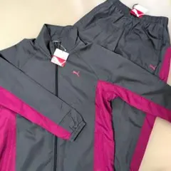 新品◆PUMA ジャージジャケット＋パンツ上下セット　グレー/ピンク　M
