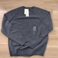 【新品】UNIQLO ラムクルーネックセーター グレー Lサイズ メンズ