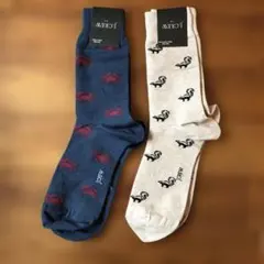 J.CREW カニ柄、スカンク柄ソックス ネイビー/ベージュ