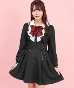 Secret Honey ウエストレースアップラッフルワンピース リボン レア