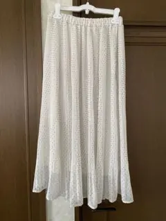 ロングプリーツスカート ドット フリーサイズ