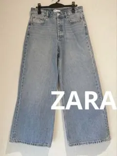 ZARA ハイウエスト　バギーワイドストレートデニムパンツ　ジーンズ