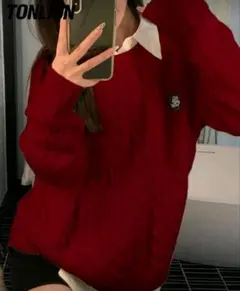 SHEIN バーガンディ ニット