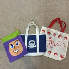 バズ・ライトイヤー巾着袋、コナントートバッグ、ピカチュウトートバッグ3点セット