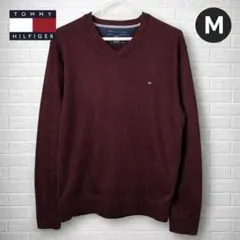 [美品]USATommy Hilfiger バーガンディ Vネックセーター